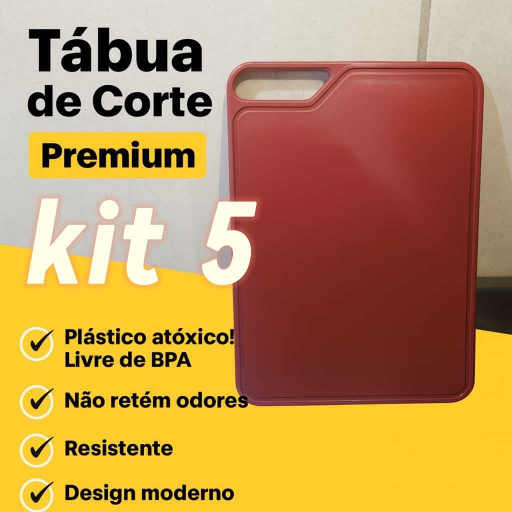 Kit 5 Tabuas plástico corte carne aves peixes pescados legumes verduras frutas carnes cozinha Tabua