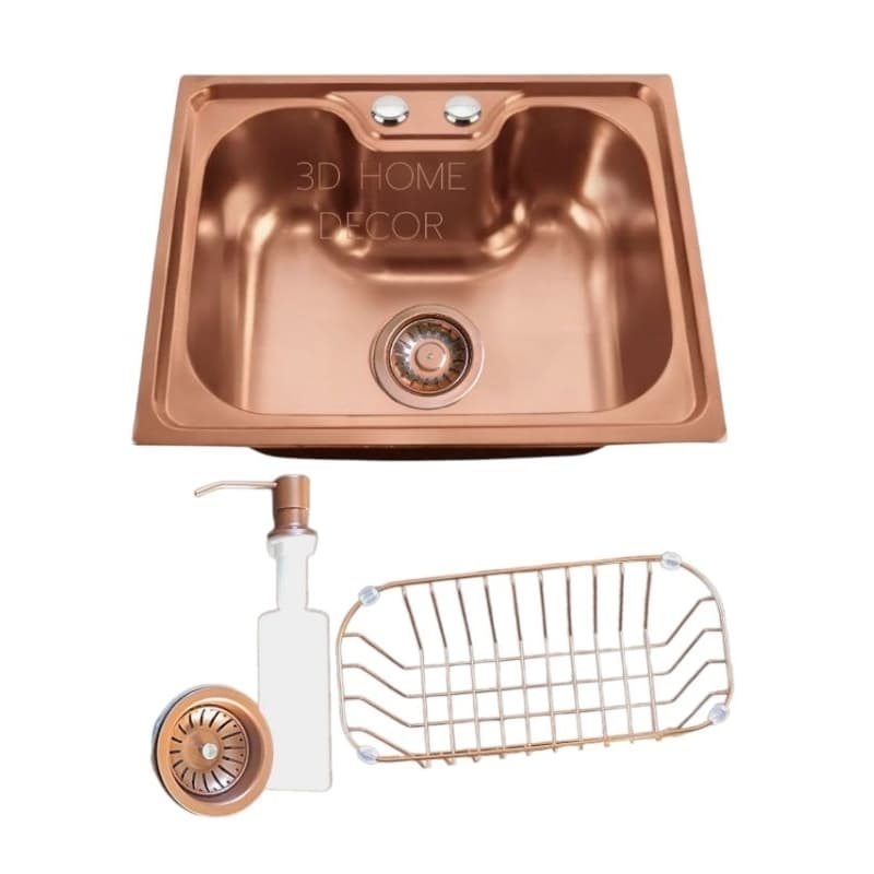 Kit Cuba INOX Rose Gold + Torneira Bancada Monocomando Rose Gold INOX Cuba  Gourmet Rose Gold Sabão