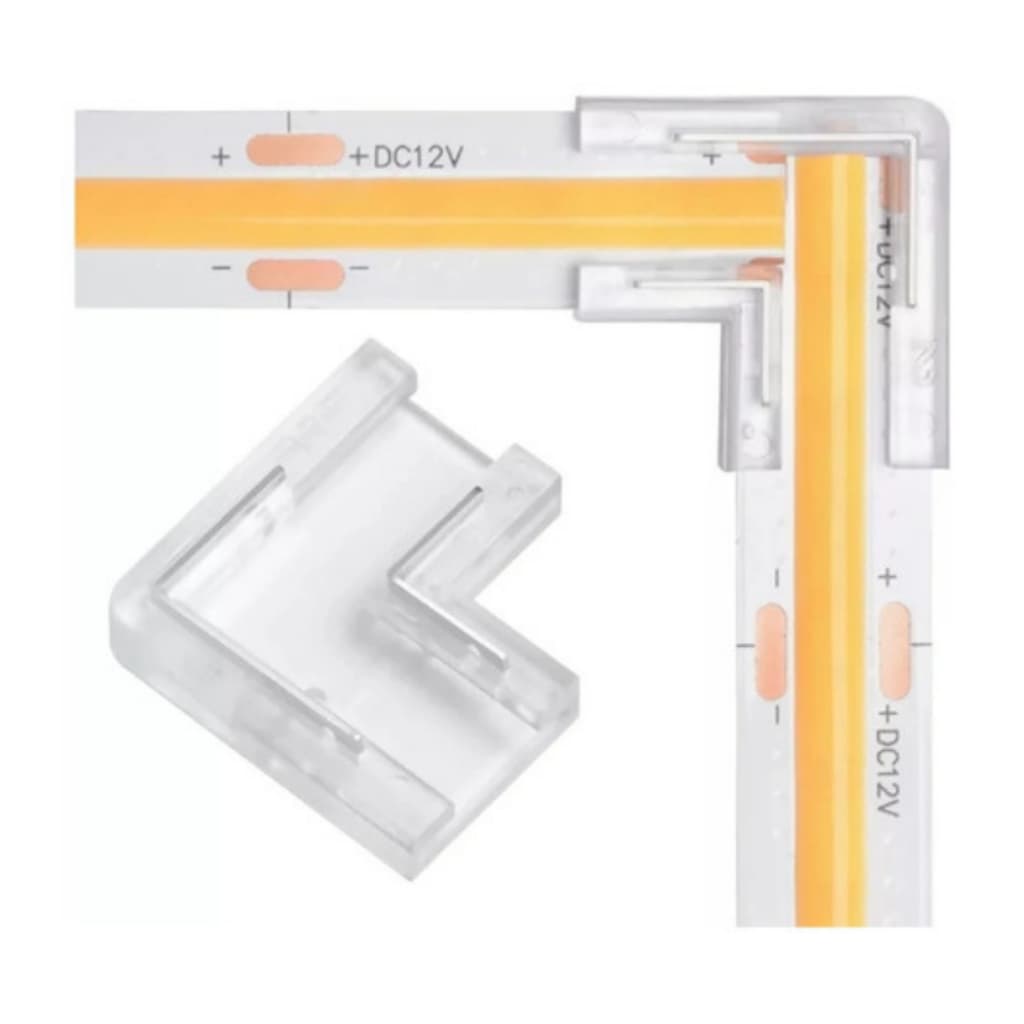 Kit 5 Conectores em L para Emenda de Fita LED COB 8mm – 2 Vias Monocor - LedGo