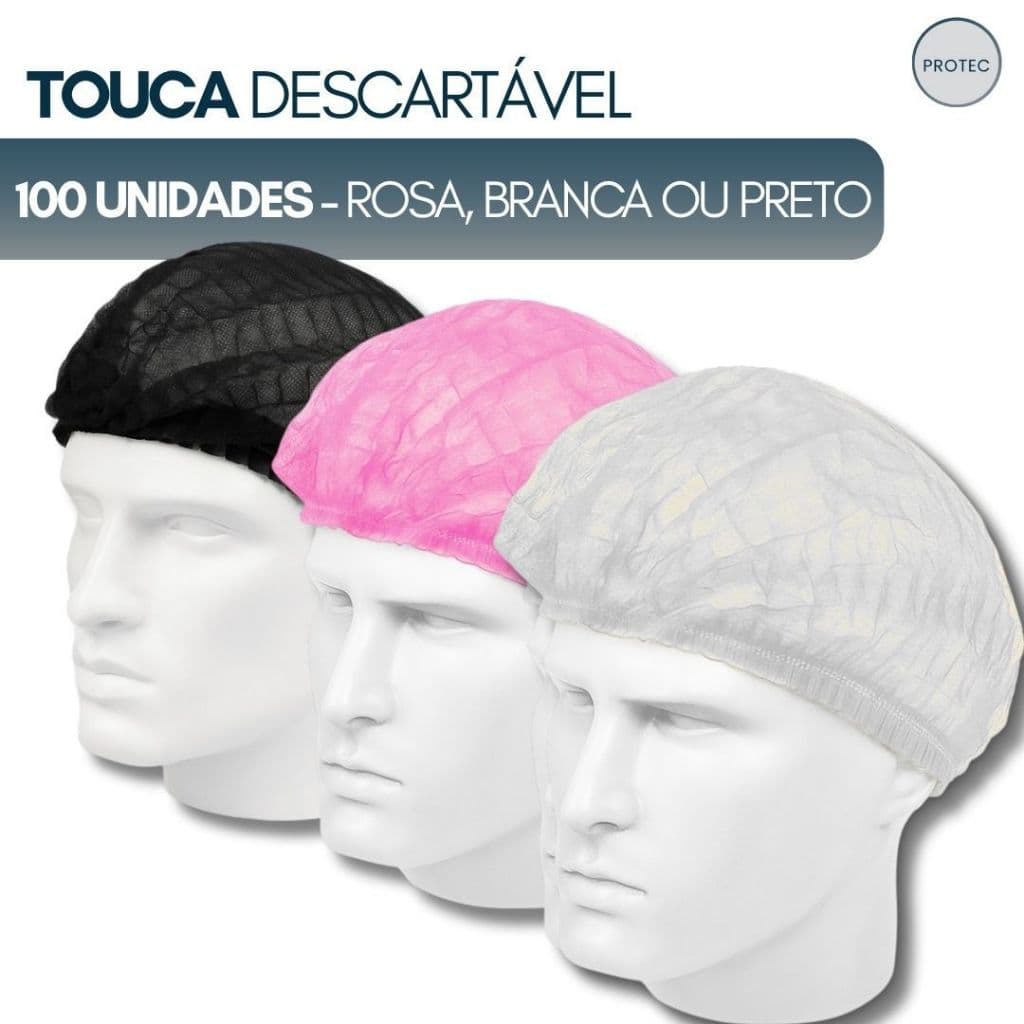 Touca Descartavel TNT Sanfonada 100un Talge Cozinha Estetica Hospitalar Branca Rosa Preta