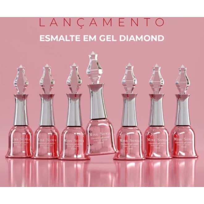Kit 4 Esmalte Refletivo em Gel Brilhante Diamante 15ml Glitter Miss sonia Envio Aleatorio