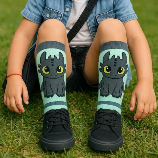 Meia Banguela Infantil Masculina Feminina Personagem Como Treinar o Seu Dragão Temática Geek Nerd Divertida Confortável