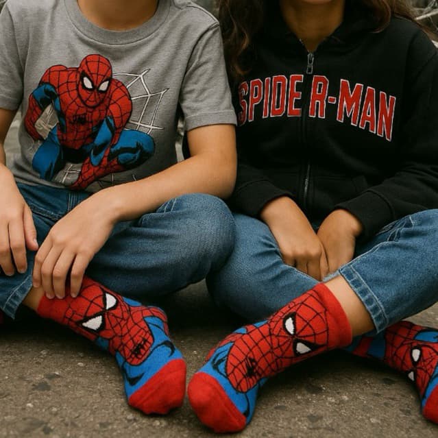 Meia Homem Aranha Infantil Estampada Masculina Feminina Super Herói Marvel Spider-Men Temática  Casual Estilosa