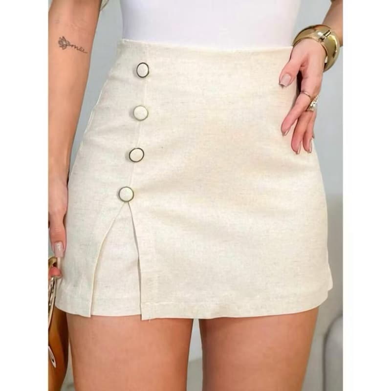 Shorts Saia em Linho - Shorts Saia