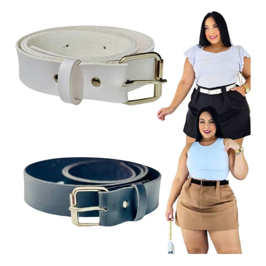 Cintos Feminino Plus Size De Couro Unitários e Com Kits Fivela Prateada Elegante Moda Feminina Plus