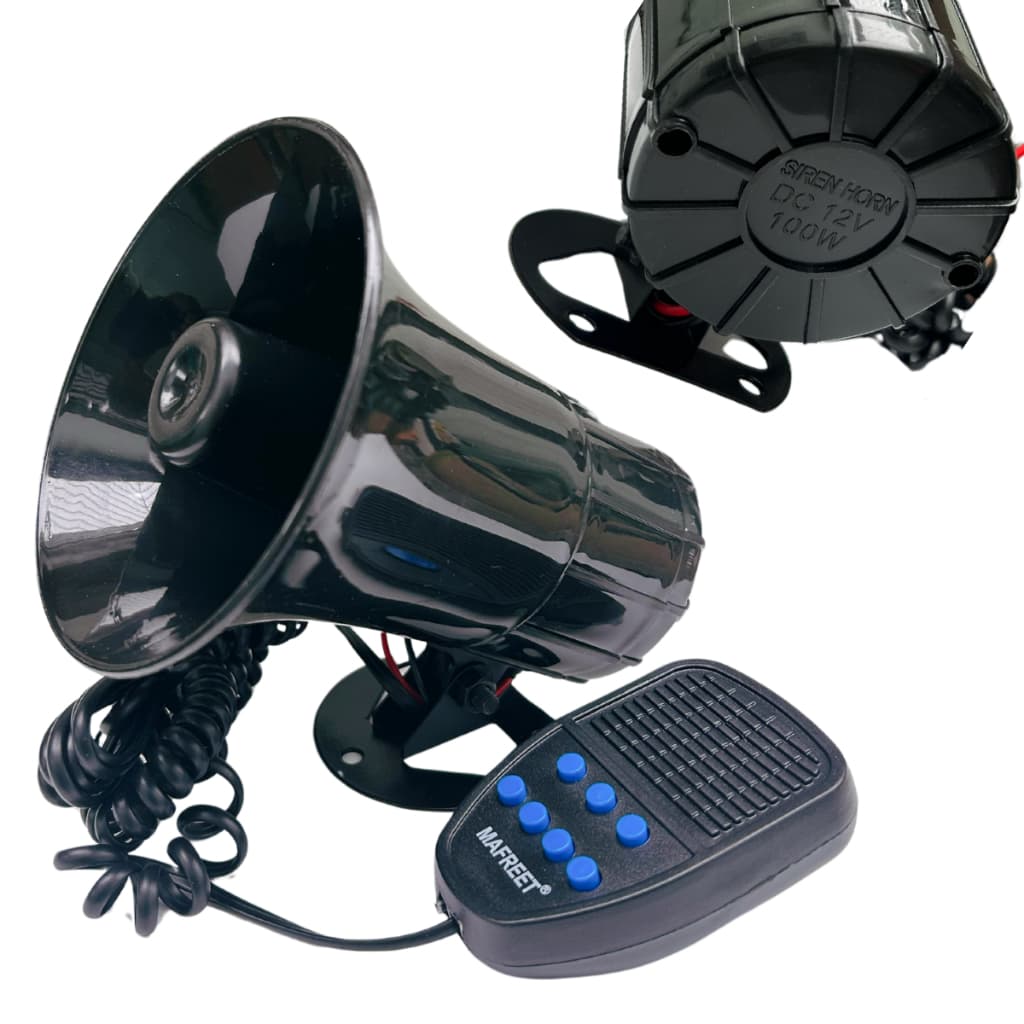 Sirene Buzina 7 tons com Alto Falante Megafone Empresa Policia Alarme bombeiro carro moto caminhao alto alarme 100 watts