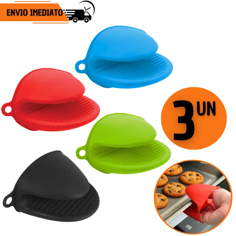 3/ 2 ou 1 Luva Pegador Térmico de Silicone Reforçado Culinária Resistente ao Calor Forno Panela Quente