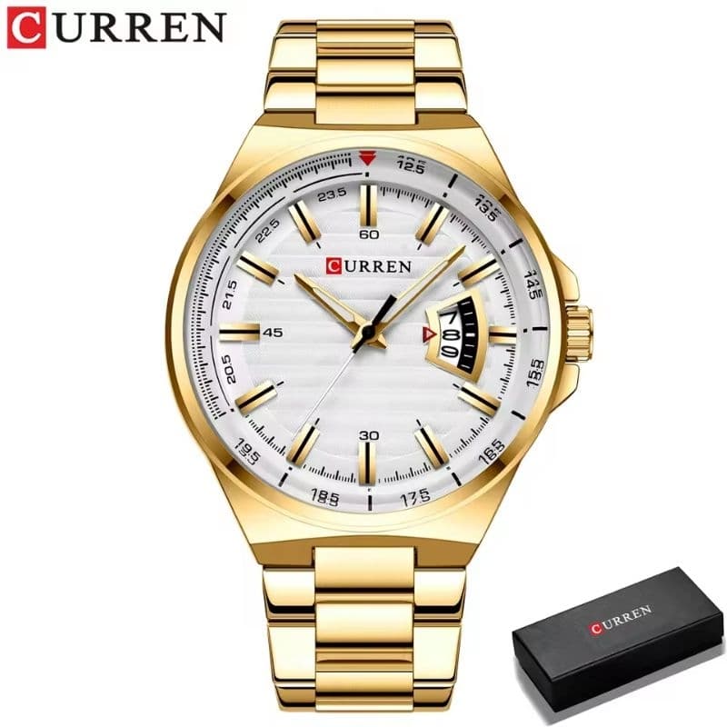 CURREN Relógio De Quartzo Masculino De Aço Inoxidável Com Data Automático/À Prova D'água 8375