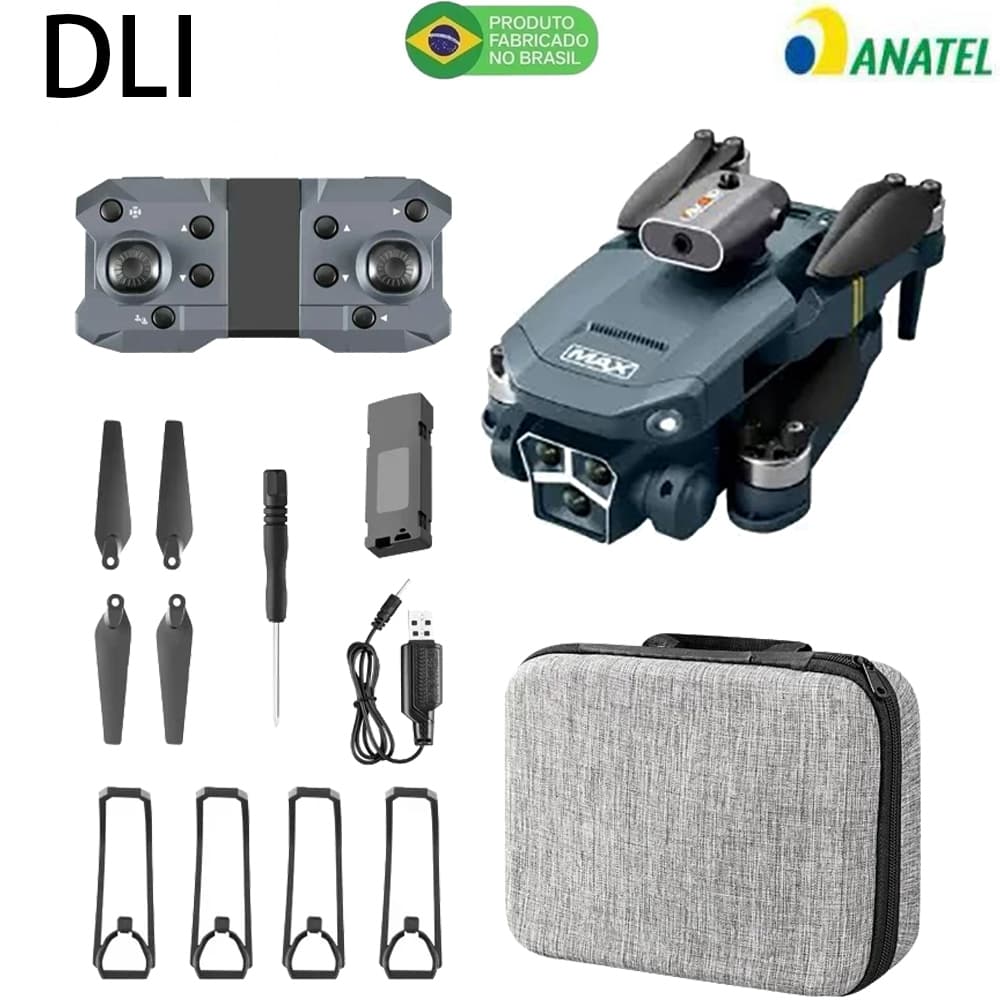 Dli Dual Camera Drone Motor Sem Escovas Profissional Aérea Óptico Evita Obstáculos 3 Baterias