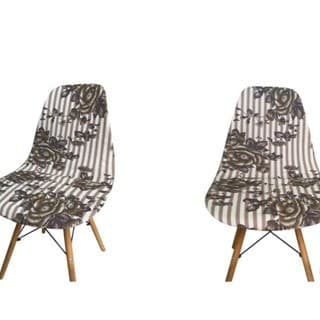 Kit 2 Capa De Cadeira Eiffel Charles Eames Luxo De Malha Tecido Liso e Estampado