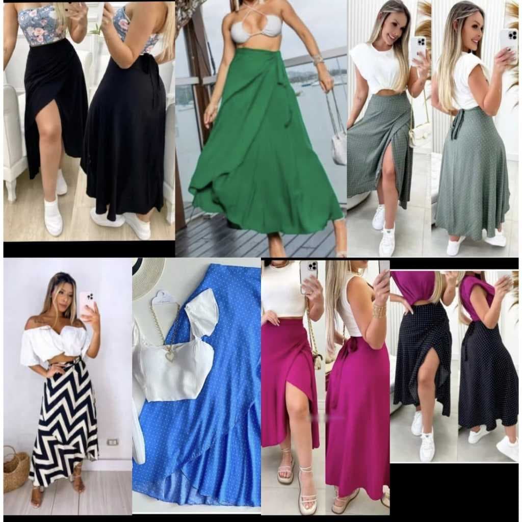 Saia Envelope Transpassada Feminino em Duna