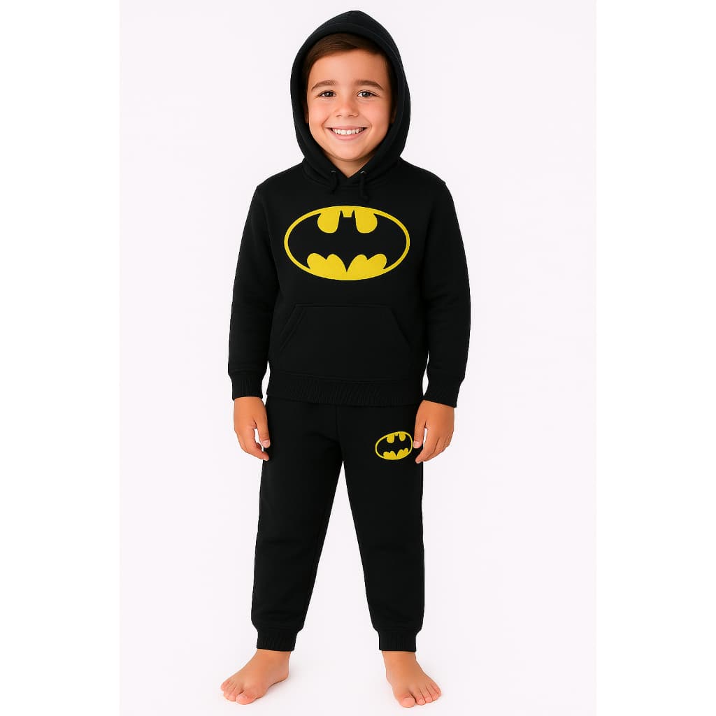 Conjunto de Moletom Infantil Batman – Blusa e Calça Tamanhos 4 ao 10