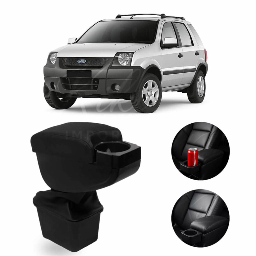 Apoio de Braço Encosto Ford Ecosport e Fiesta 2003 a 2010 C/ Porta Copos e Porta Objetos