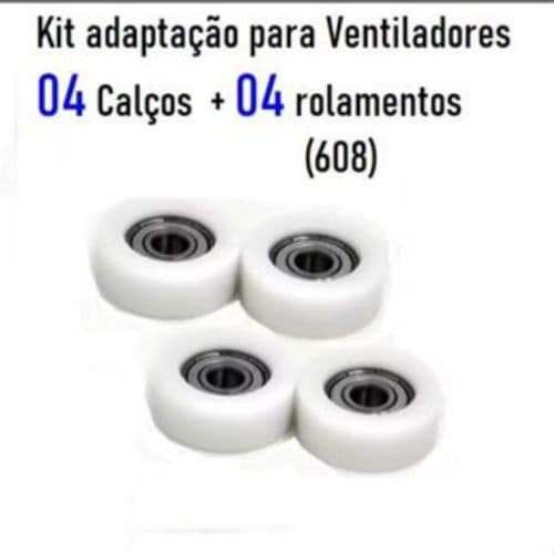 KIT com 04 ROLAMENTOS 608 + 04 CALÇOS para rolamentos 608/ 30mm