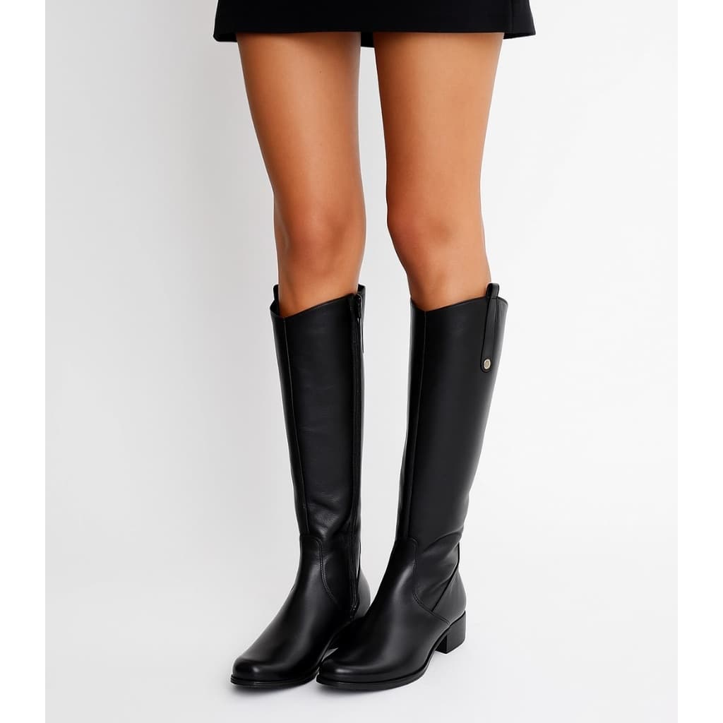 Bota Feminina Couro Cano Alto Salto Alto Confortavel Macia Leve Moda Elegante Estilo Social Casual