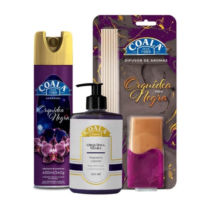 Kit Coala Aerossol + Sabonete + Difusor de Aromas - Orquídea Negra