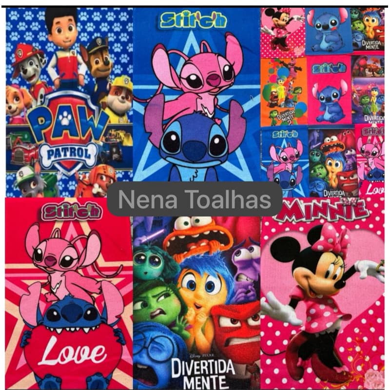Kits 2 Toalha  Infantil Pequena  de Rosto mão, Para Lancheira escolar, vários Personagens