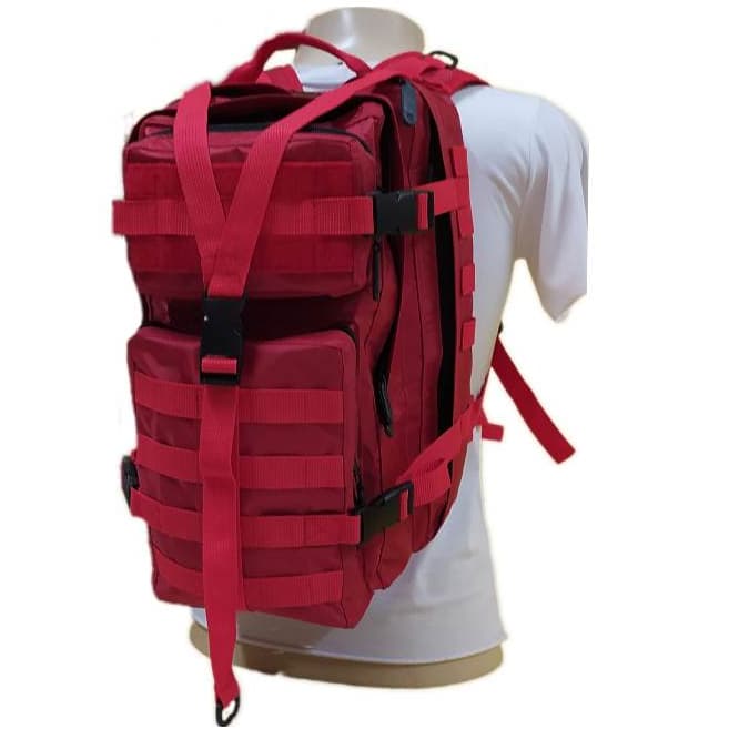 Mochila Modular R&Z 30L Vermelha com 4 Bolsos – Organização, Resistência e Conforto
