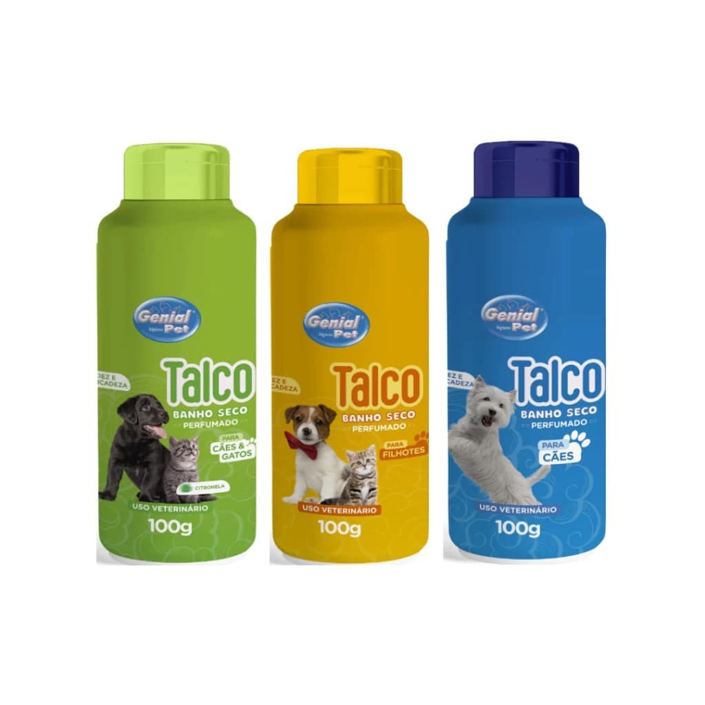 Talco para Cachorro e Gato Banho à Seco Genial Pet 100g