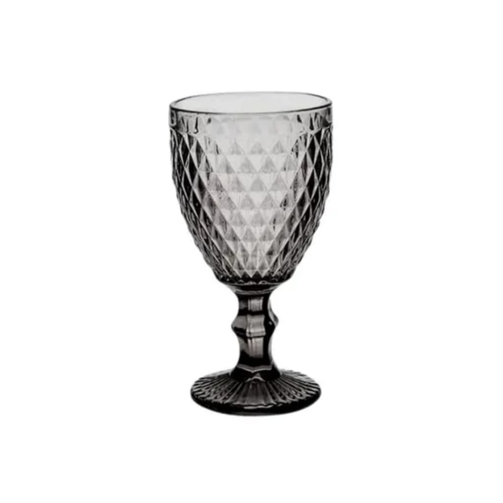 Taça de Vidro Fume 245ml Bico de Jaca /Diamond / Bico de Abacaxi – Taça para Vinho e Água