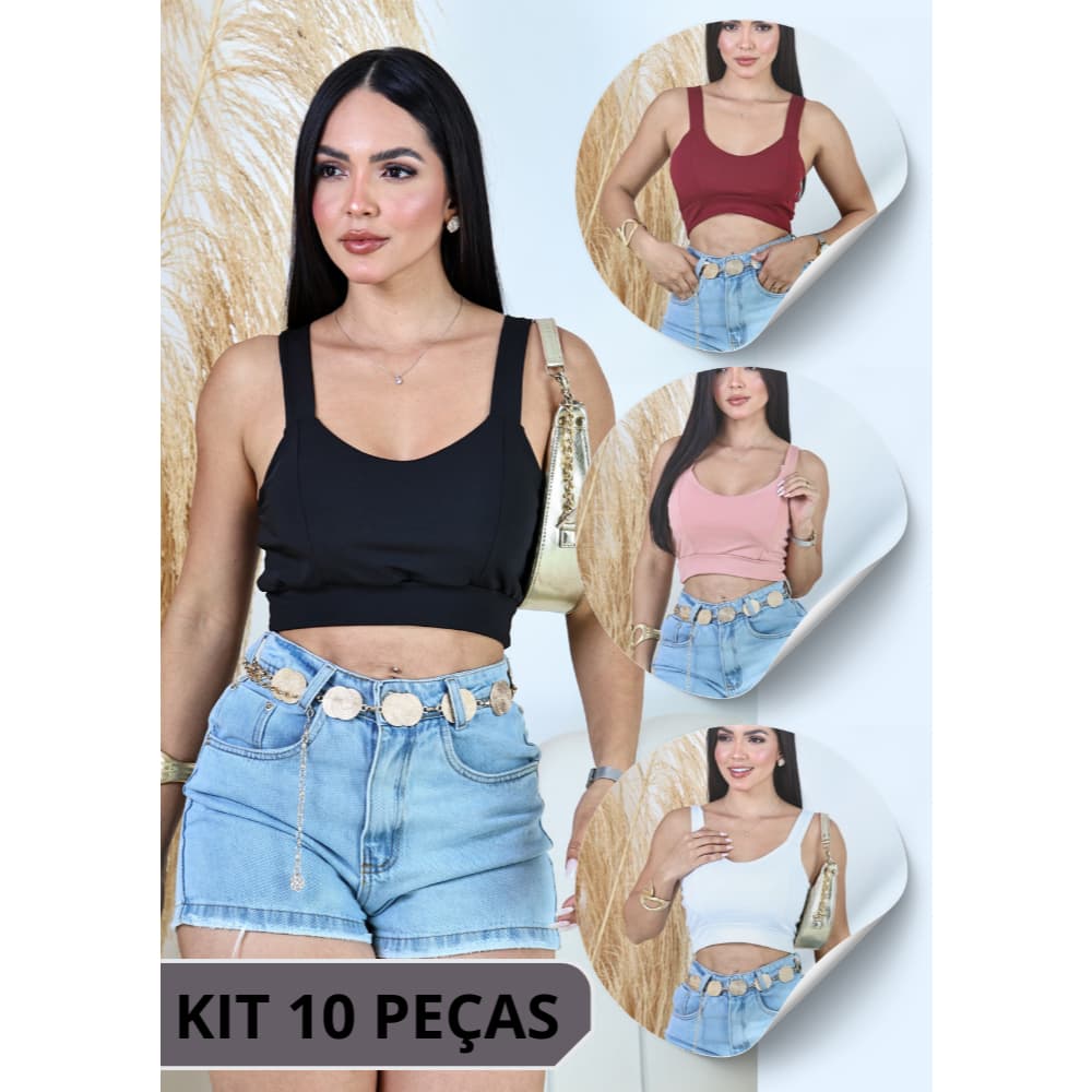 KIT 10 CROPPEDS TAMANHO ÚNICO - COM BOJO