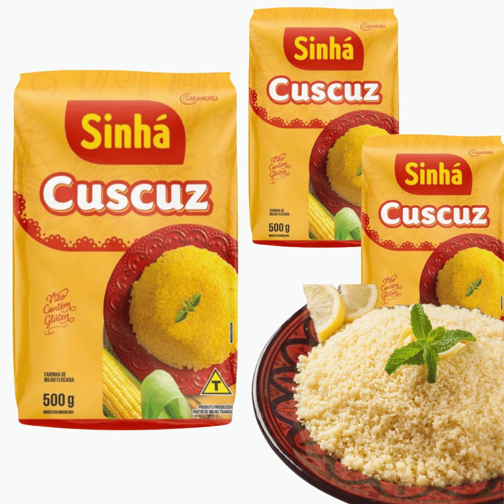 KITS Cuscuz Sinhá 500Grs Sem Glúten Tradicional Farinha de Milho Flocada - Escolha a Quantidade