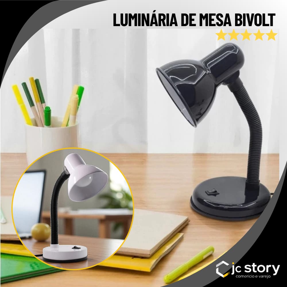Luminária Mesa Abajur Base Flexível Dobrável Articulável Mini Pixar de Estudo para Escrivaninha Led