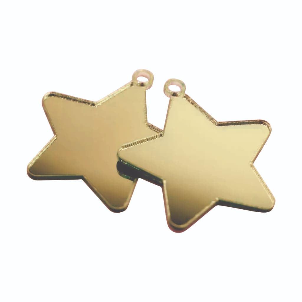 Kit Mini Chaveiros Estrela Acrílico Espelhado 4,5x4cm – Lembrancinha e Decoração
