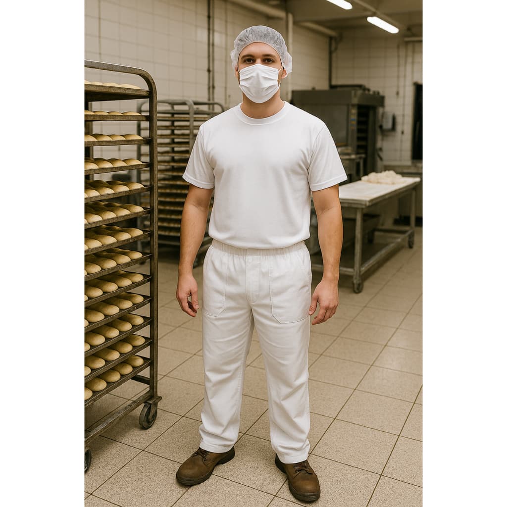 CALÇA BRIM BRANCA PARA COZINHA, PADARIA E INDÚSTRIA ALIMENTÍCIA 100% ALGODÃO REFORÇADA