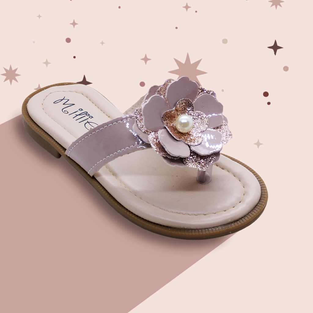 Rasteirra Infantil Menina Flor com Pérola Confortável Moda Menina