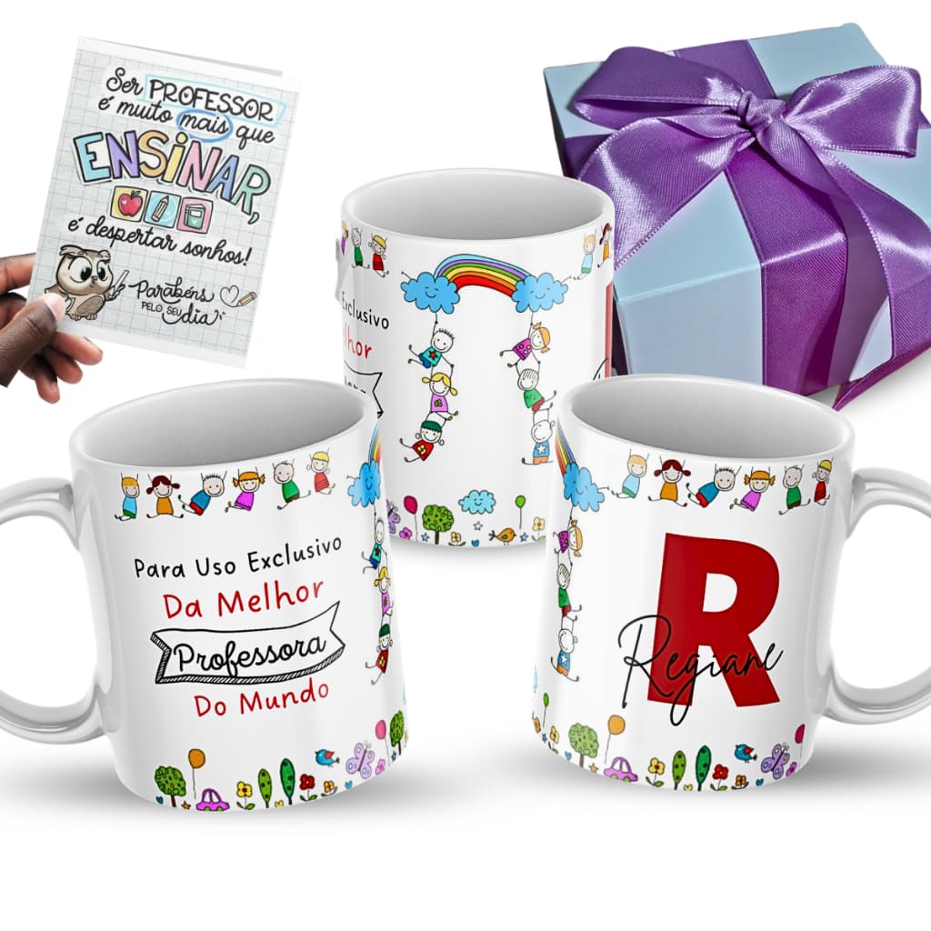 Caneca Dia Dos Professores Presente  Professora Personalizado Nome Frase Escola Lembrança Professor