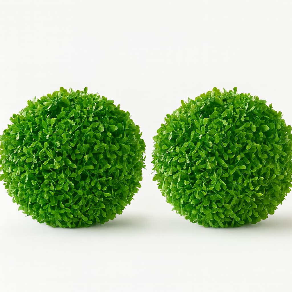 Kit 2 Buchinhos Artificiais Bola De Grama 25cm Topiaria Realista Decoração Premium Jardim Vaso
