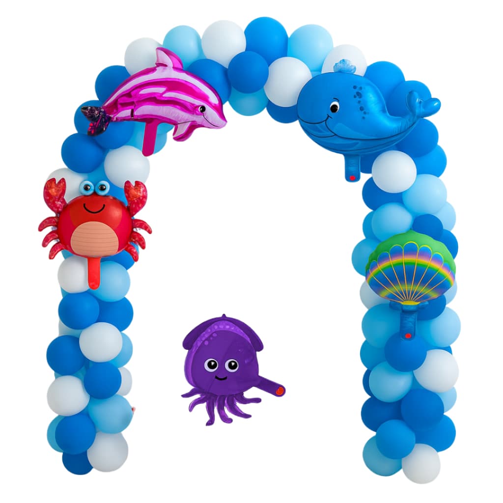 Kit Festa Fundo do Mar 6,5 Pol Bexigas Balões Decoração Aniversário Infantil Oceano Painel Arco