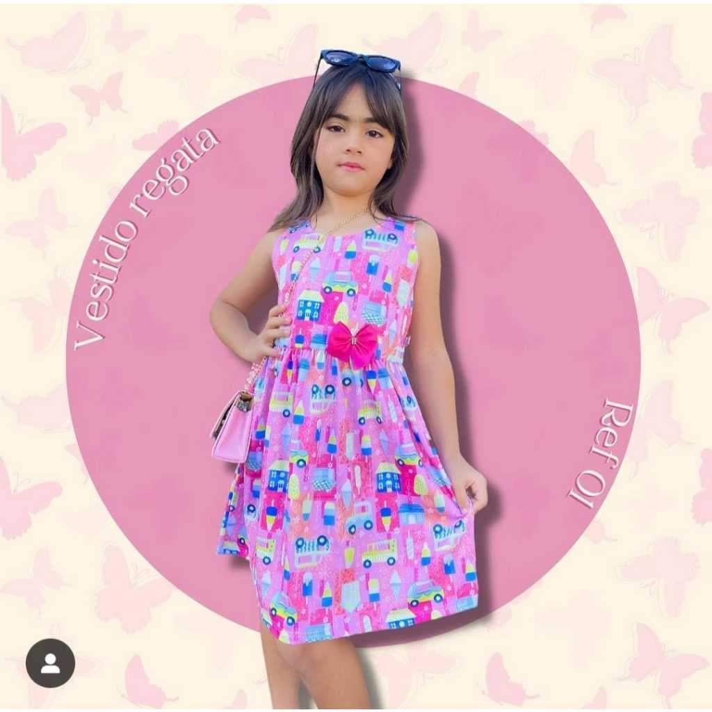 Vestido Infantil Menina Casual Para Festa Luxo Premium Tecido Sedinha Estampado