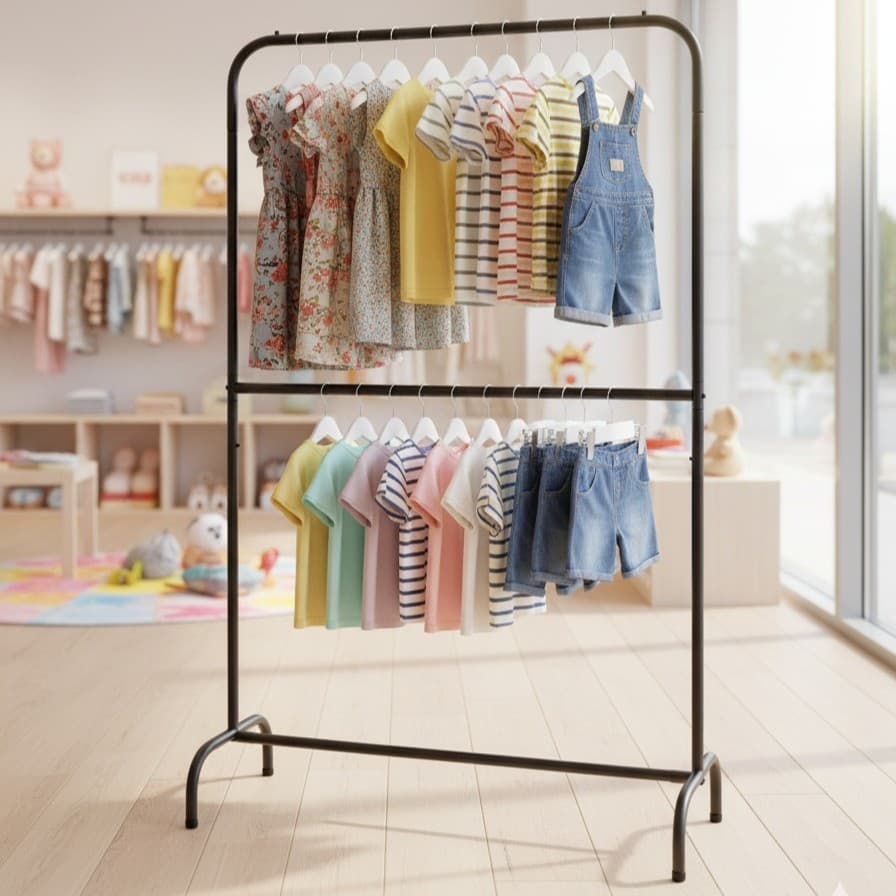 Arara Para Roupas Organizador De Roupas Cabideiro De Chão 0,80m Com 2 Níveis