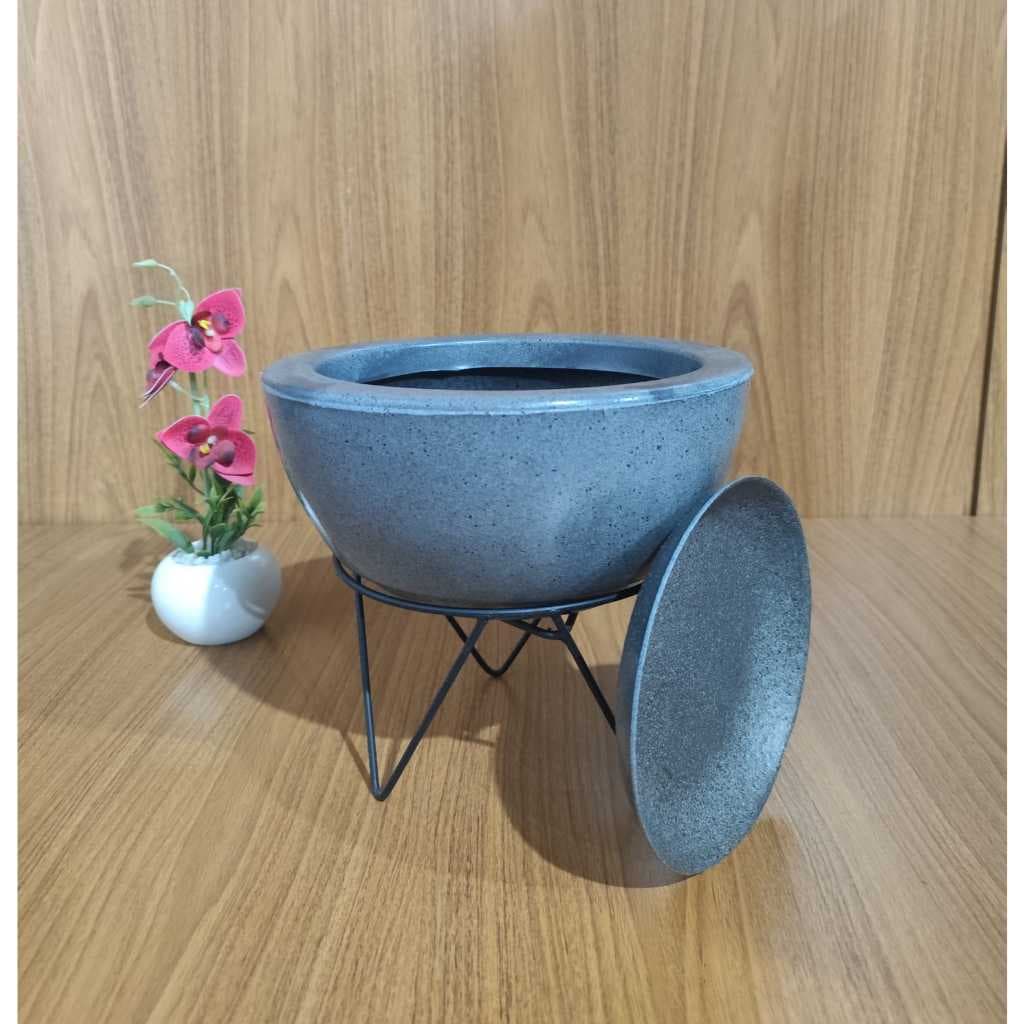 Vaso Bacia PP Polietileno12X26 C/ PRATO COLETOR +SUPORTE Para Vasos