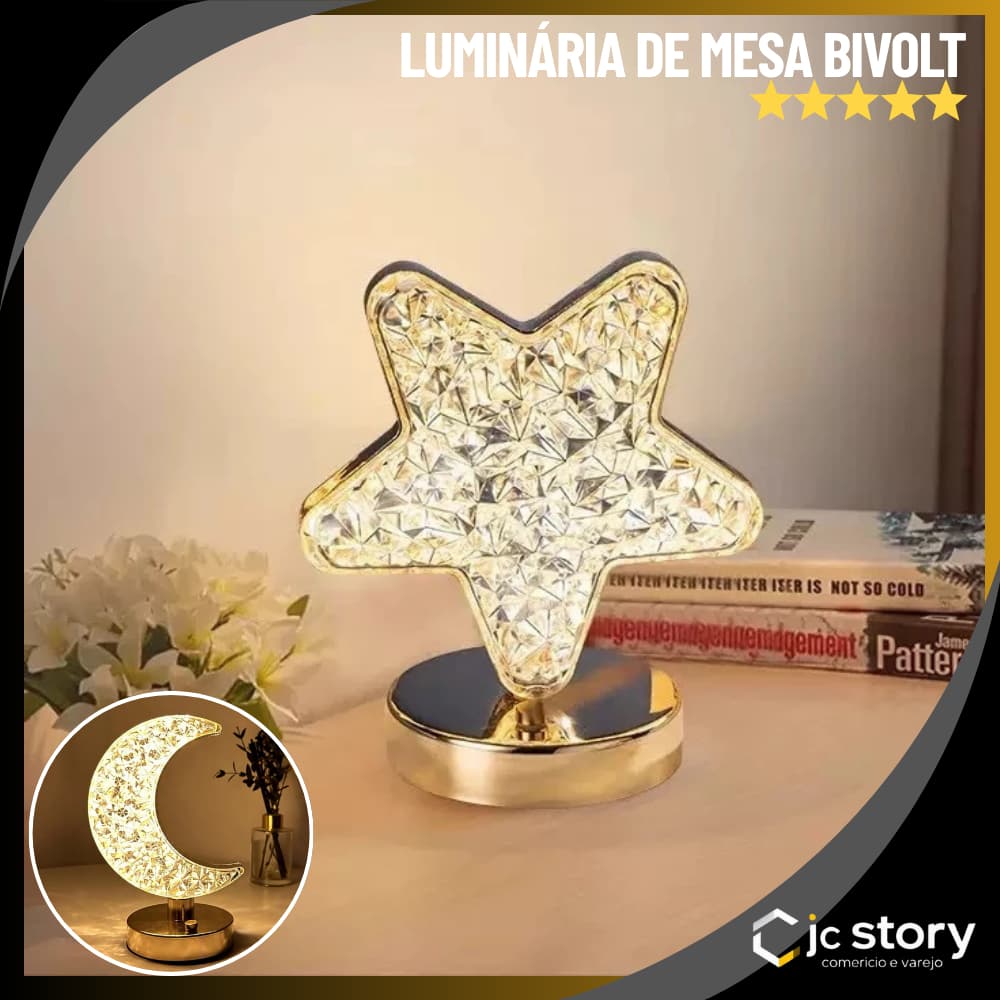 Luminária lua estrela led decorativa abajur de mesa cama quarto escrivaninha 3 tons de iluminação