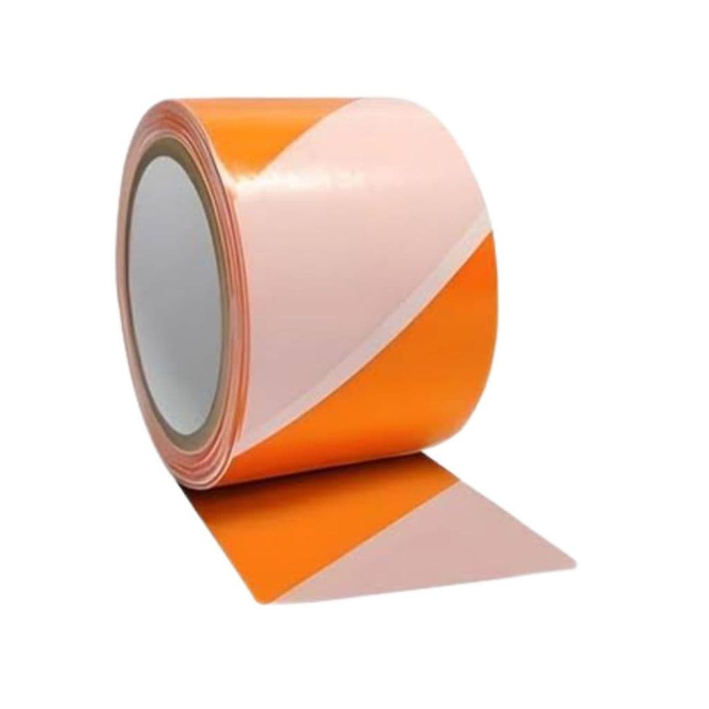 Fita Zebrada Laranja/branca / 7 cm x 100 mts