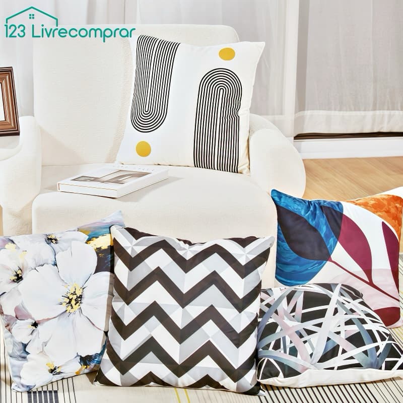 Conjunto de fronhas 45x45, decoração para quarto e sala de estar, com zíper/promocional
