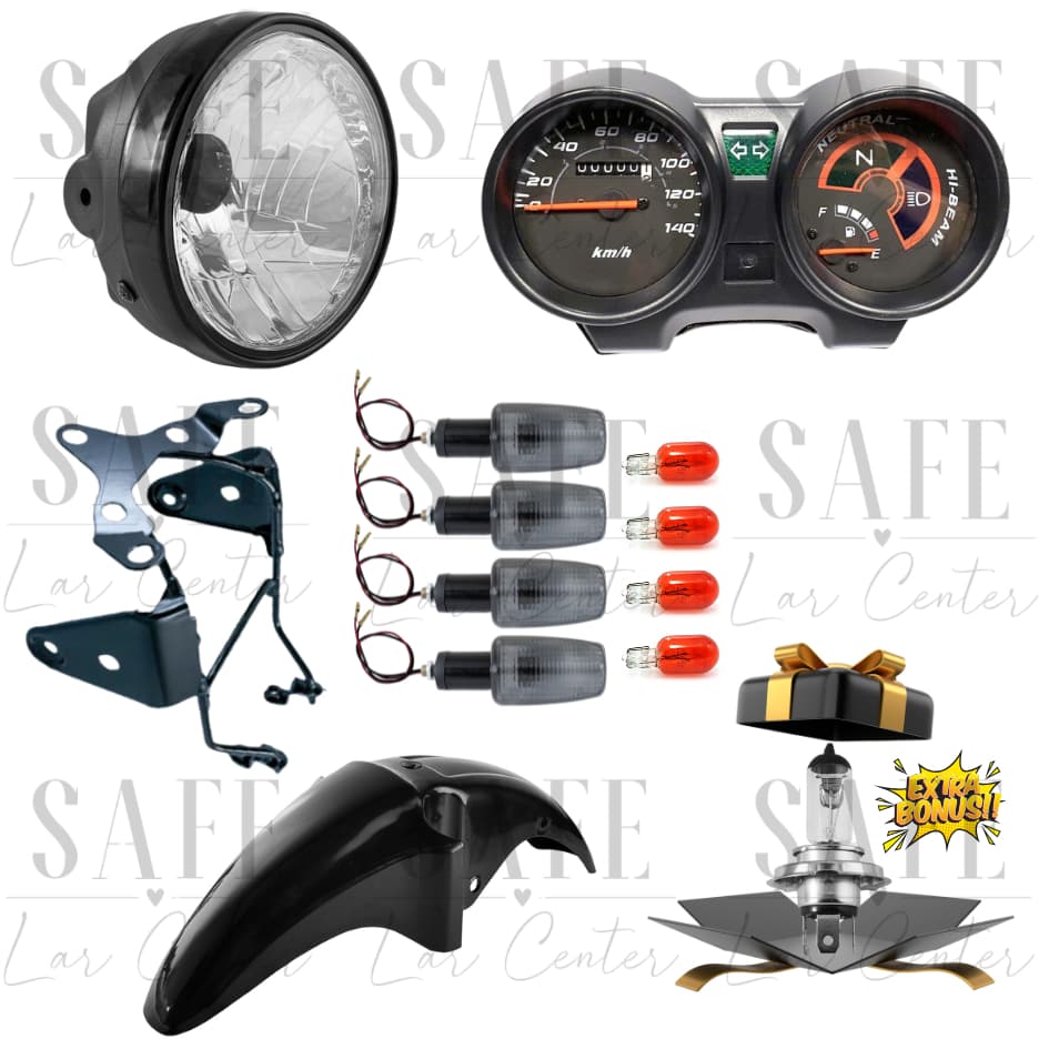Combo Titan150 Ano 2004-08 / Farol Completo / Painel/ 4 Piscas Fumê Claro / Paralama / Suporte Farol