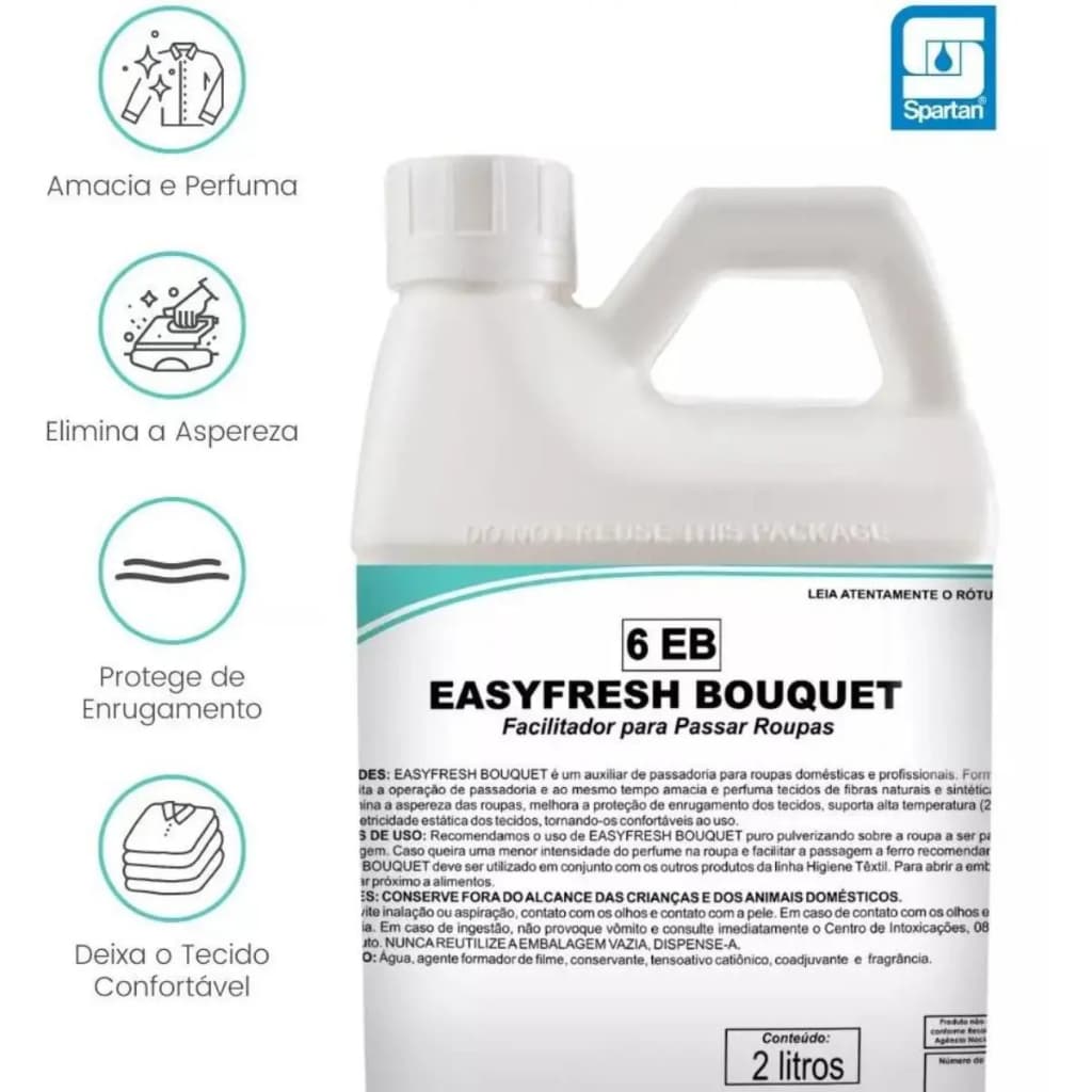 Facilitador Passar Roupa Professional Concentrado Easyfresh Bouquet Spartan 2 Litros