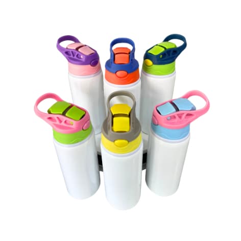 Garrafa Infantil Alumínio 600ml para Sublimação | Tampa Automática | Muitas Cores + Caixinha Individual