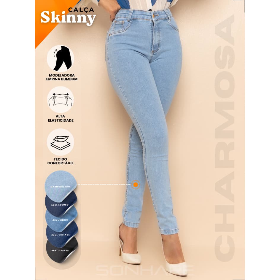 Calça Skinny Feminina Cintura Alta com Lycra Promoção Imperdível Estilo Elegante e Confortável 03