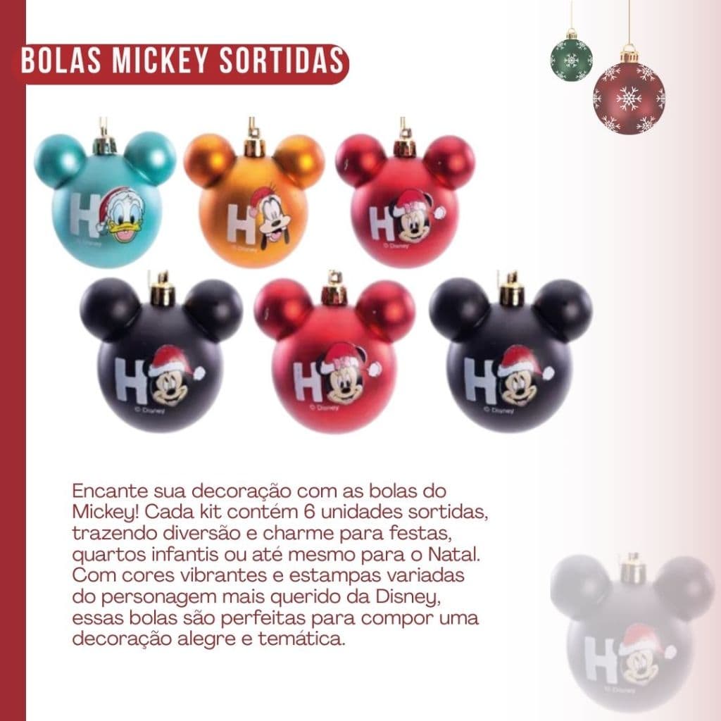 Bola Mickey Turma Cores Sortidas 6Cm (Disney) Jogo C/ 6 Peças Cromus