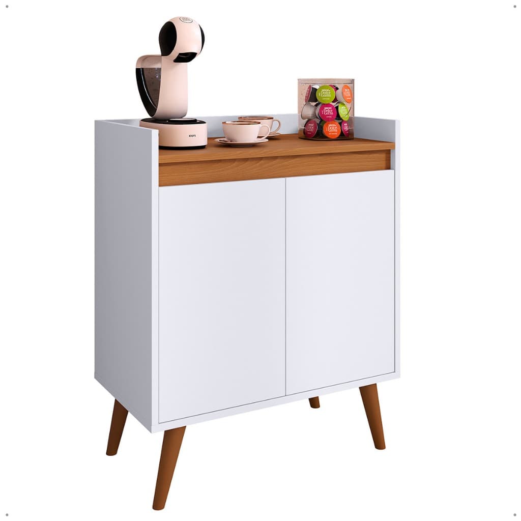 Aparador Armario Buffet Pés Palito Victória 2 Portas Branco/Freijó - Comprar Móveis em Casa
