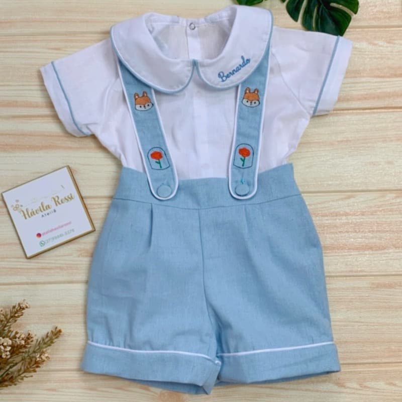 conjunto suspensorio bordado principe/ pequeno principe/conjunto personalizado/ conjunto menino