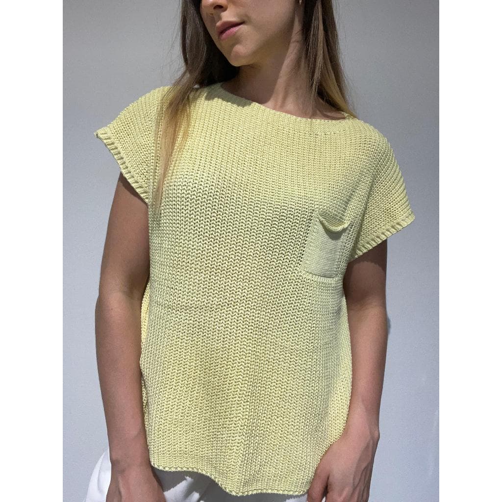 Camiseta Tricô Manga Japonesa Verão Camisetinha com Bolso Tricot