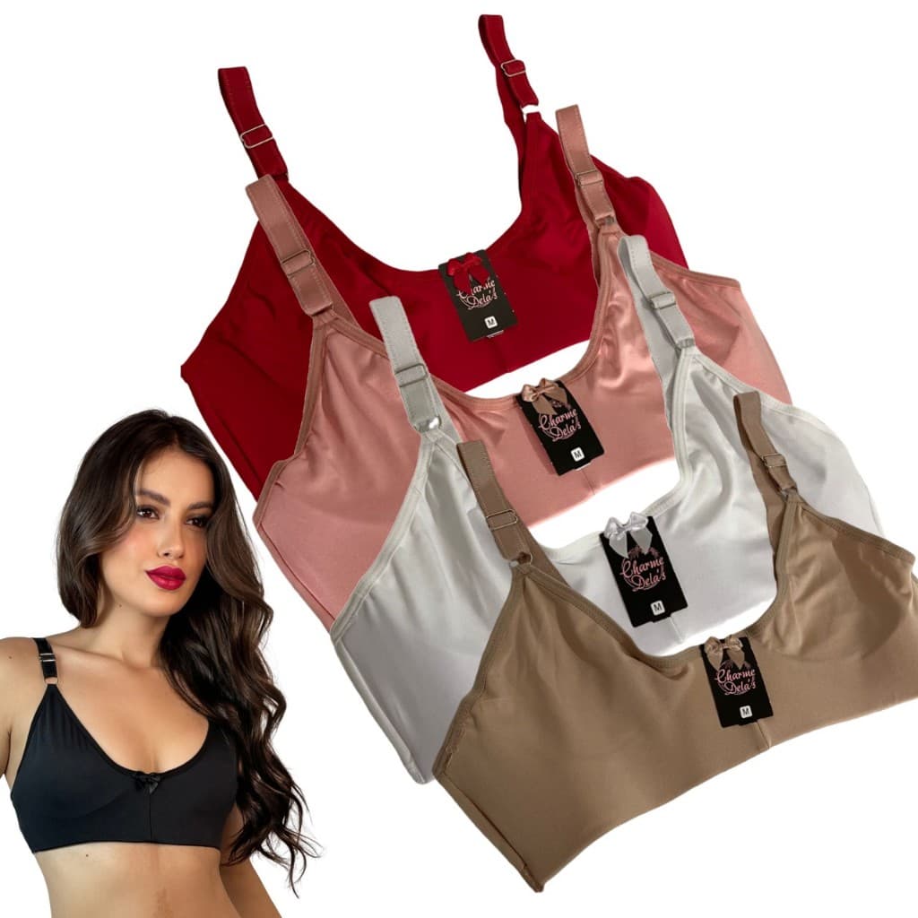 KIT 4 Sutiã Reforçado Sustentação Espuma Sem bojo Conforto