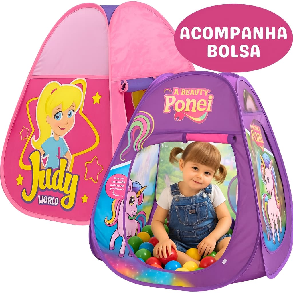Barraca Casinha Infantil Dobrável Barraca Grande Para Menina Cabe Até 2 Crianças - Vai Com Bolsa