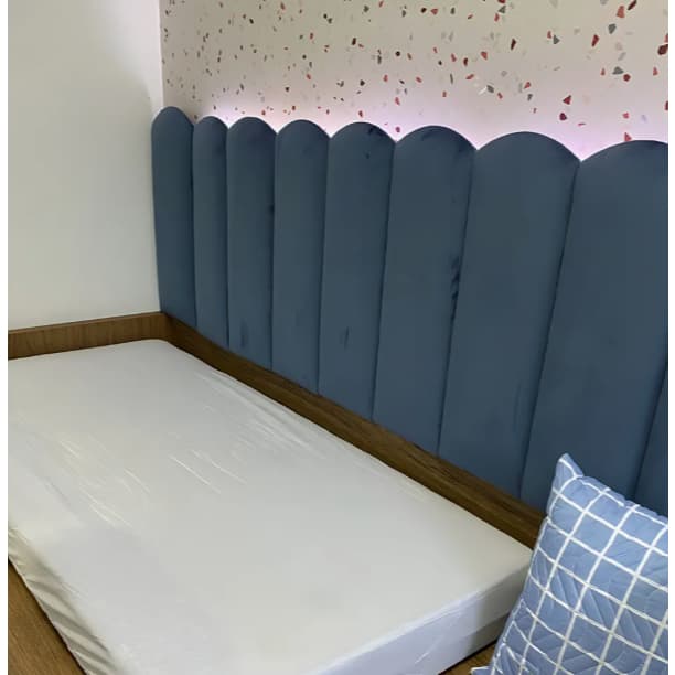 Cabeceira de Cama Box Solteiro - Kit 5  Box Solteiro Placa Nuvem Dupla Face -45x20
